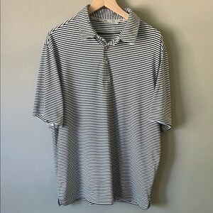 Walter Hagen Black and White Polo Golf Shirt with Stripes L Mens